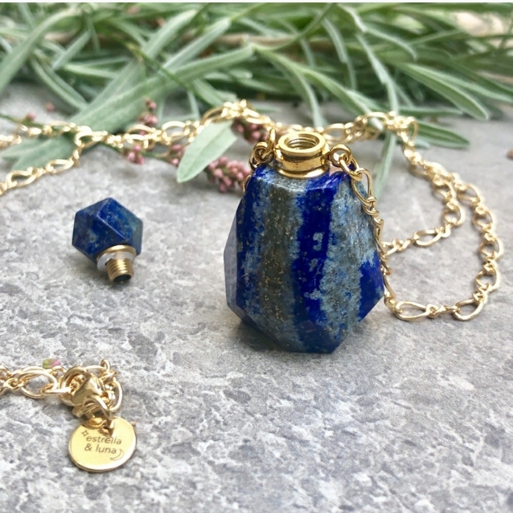🧡 Stone Bottle Diffuser Boho 22K Gold Necklace - Picture 3 of 8